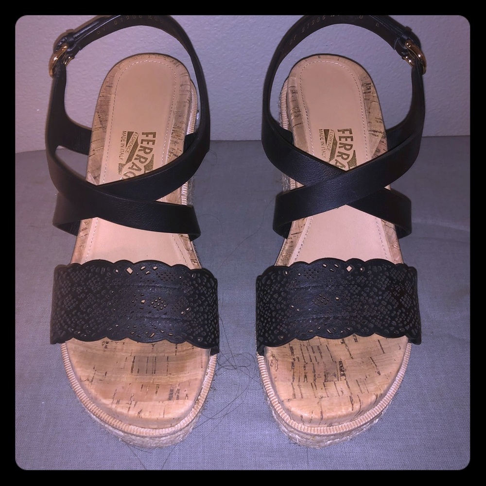 Cute Ferragamo wedges. EUC.